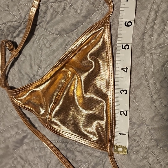GOLD Metallic Bikini Top Tag Missing Size S - Picture 3 of 5